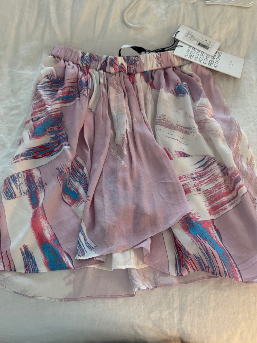 IRO Lavender Abstract-Print Layered Skirt